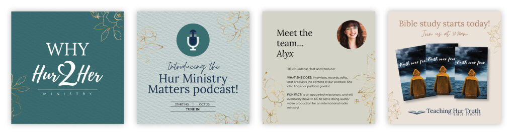 Social media graphics for Hur2Hur Ministry