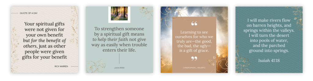 Inspirational quote graphics for Hur2Hur Ministry
